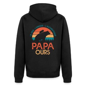 papa ours cadeau papa tshirt papa ours - Veste à capuche bio Premium Unisexe - noir - Dos - Nico (187cm)