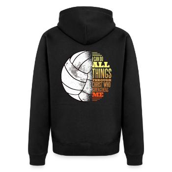 Volleyball And Jesus - Unisex Premium Bio Zip Hoodie - Schwarz - Hinten - Nico (187cm)