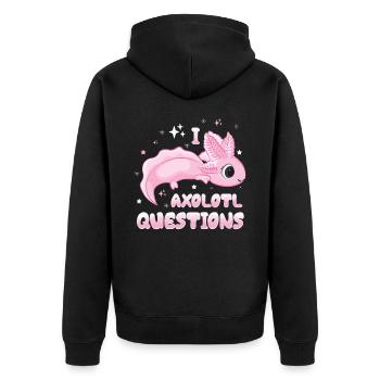 I Axolotl Questions Kids - Unisex Premium Organic Zip Hoodie - black - Back - Nico (187cm)