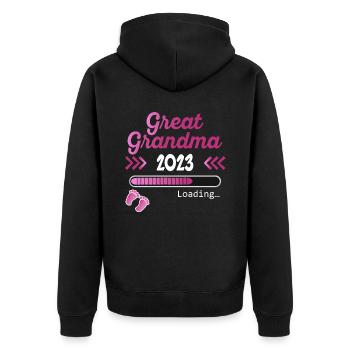 Great Grandma 2023 Loading Pregnancy Announcement - Unisex Premium Bio Zip Hoodie - Schwarz - Hinten - Nico (187cm)