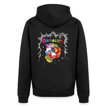 Mamacorn Unicorn Mother - Unisex Premium Organic Zip Hoodie - black - Back - Nico (187cm)