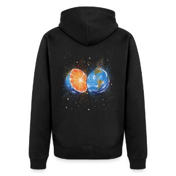 Sommer Orange Als Erde - Unisex Premium Bio Zip Hoodie - Schwarz - Hinten - Nico (187cm)