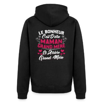 Le bonheur c'est d'être maman et grand mère - Veste à capuche bio Premium Unisexe - noir - Dos - Nico (187cm)