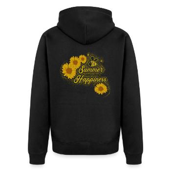 Summer Happiness Bee Sunflower - Unisex Premium Organic Zip Hoodie - black - Back - Nico (187cm)
