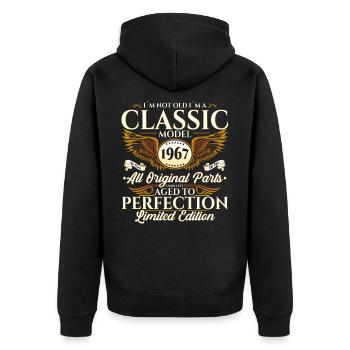 Vintage 1967 Anniversaire Vintage Cadeau Hommes - Veste à capuche bio Premium Unisexe - noir - Dos - Nico (187cm)