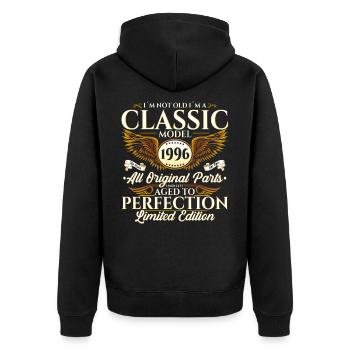 Vintage 1996 26th birthday Vintage 96 Gift - Unisex Premium Organic Zip Hoodie - black - Back - Nico (187cm)