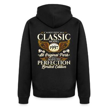 Vintage 1997 25th birthday vintage 97 gift - Unisex Premium Organic Zip Hoodie - black - Back - Nico (187cm)