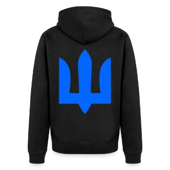 Ukraine - Unisex Premium Bio Zip Hoodie - Schwarz - Hinten - Nico (187cm)