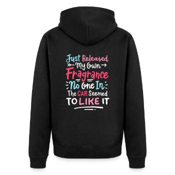 Pupsen Lustig Für Frauen - Unisex Premium Bio Zip Hoodie - Schwarz - Hinten - Nico (187cm)
