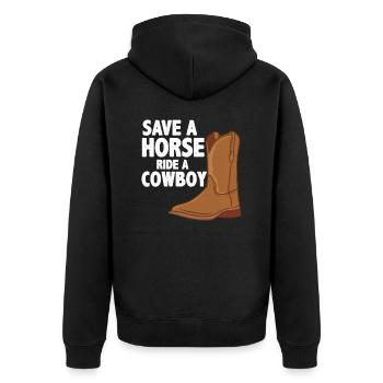 Cowboys: Save a Horse - Unisex Premium Organic Zip Hoodie - black - Back - Nico (187cm)