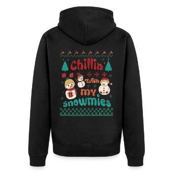 Chillin' with my Snowmies - ugly xmas / christmas - Unisex Premium Bio Zip Hoodie - Schwarz - Hinten - Nico (187cm)