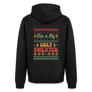 My Ugly Sweater - Ugly Xmas /Christmas/Weihnachten - Unisex Premium Bio Zip Hoodie - Schwarz - Hinten - Nico (187cm)