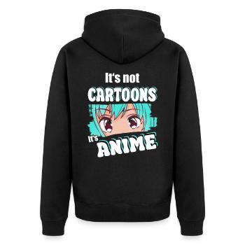 Anime It's Not Cartoon - Unisex Premium Bio Zip Hoodie - Schwarz - Hinten - Nico (187cm)