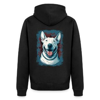 Cheerful Bull Terrier - Unisex Premium Organic Zip Hoodie - black - Back - Nico (187cm)