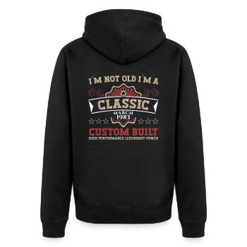 40e anniversaire homme Mars Né 1983 Classique - Veste à capuche bio Premium Unisexe - noir - Dos - Nico (187cm)