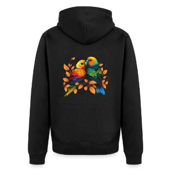 Agapornis Inséparable Retro Perroquets Inséparables Inséparable Tourtereau - Veste à capuche bio Premium Unisexe - noir - Dos - Nico (187cm)