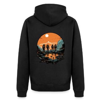 A group of Astronauts Exploring an Alien planet - Unisex Premium Organic Zip Hoodie - black - Back - Nico (187cm)