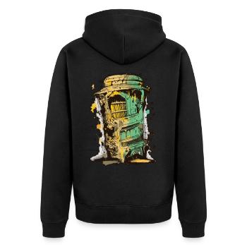 Abstraktes Vektor-Grafitti-Design, niedrige Palette - Unisex Premium Bio Zip Hoodie - Schwarz - Hinten - Nico (187cm)