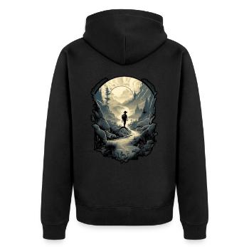 Wilderness Explorer, Man silhouette on forest - Veste à capuche bio Premium Unisexe - noir - Dos - Nico (187cm)