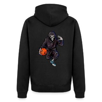 Crâne en combinaison de jogging avec ballon de basket-ball - Veste à capuche bio Premium Unisexe - noir - Dos - Nico (187cm)