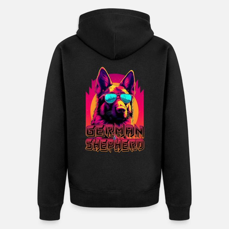 Deutscher Schäferhund mit Sonnenbrille - Unisex Premium Bio Zip Hoodie - Schwarz