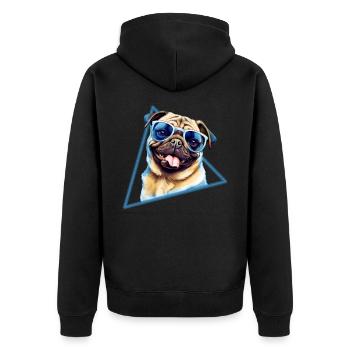 Pug Dog With Sunglasses - Unisex Premium Organic Zip Hoodie - black - Back - Nico (187cm)