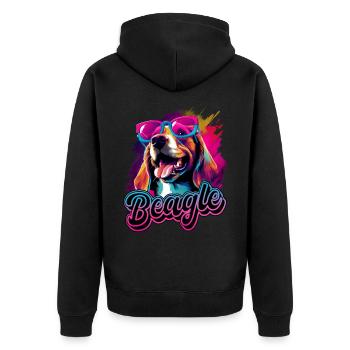 Beagle Dog With Sunglasses - Unisex Premium Organic Zip Hoodie - black - Back - Nico (187cm)