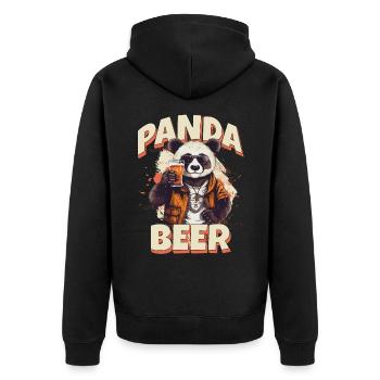 Panda Beer Beer Bear Funny Saying Humor Party - Unisex Premium Organic Zip Hoodie - black - Back - Nico (187cm)