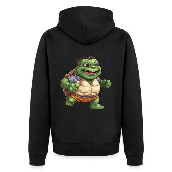 Drôle de tortue qui rit - Design joyeux - Veste à capuche bio Premium Unisexe - noir - Dos - Nico (187cm)