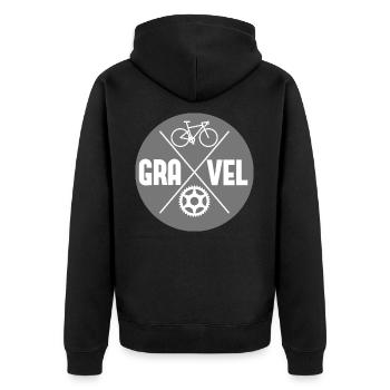 Gravel Bike Fahrrad Radfahrer Radfahrerin - Unisex Premium Bio Zip Hoodie - Schwarz - Hinten - Nico (187cm)