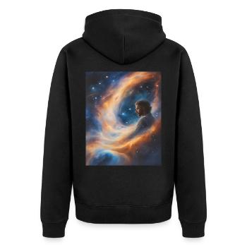 Dieu transcende dans la poussière d’étoiles - Veste à capuche bio Premium Unisexe - noir - Dos - Nico (187cm)