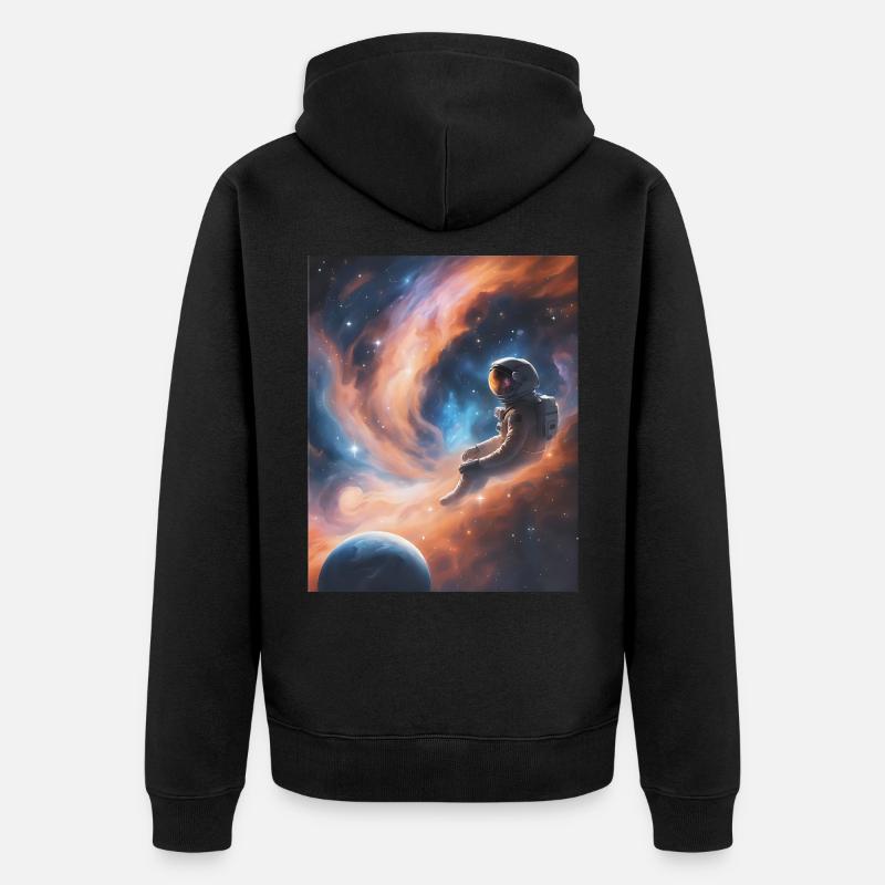 Un astronaute flotte dans l’espace - Veste à capuche bio Premium Unisexe - noir