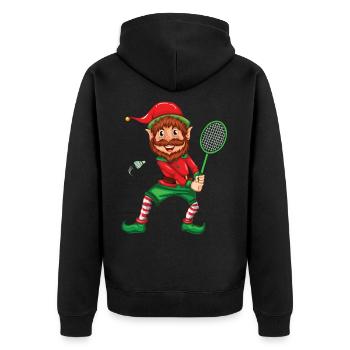 Lutin de Noël avec raquette de badminton de Noël - Veste à capuche bio Premium Unisexe - noir - Dos - Nico (187cm)