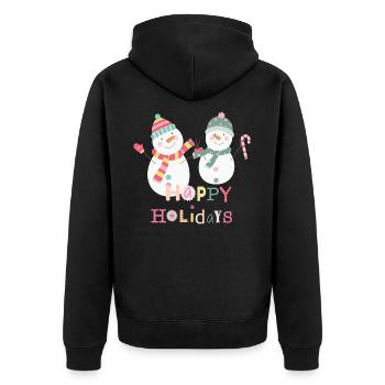 Fun Snowman Happy Holidays Colorful Christmas - Unisex Premium Organic Zip Hoodie - black - Back - Nico (187cm)