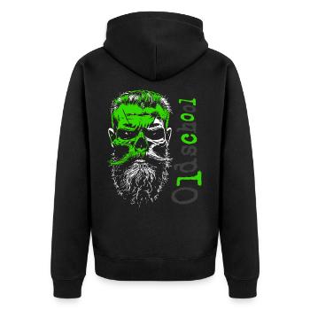 Oldschool - bearded skull - Unisex Premium Organic Zip Hoodie - black - Back - Nico (187cm)