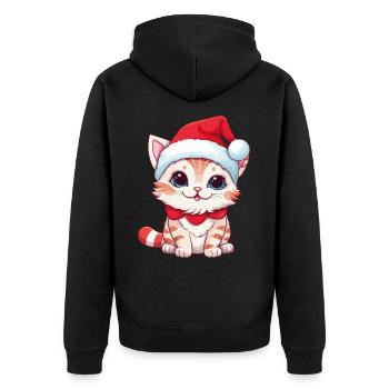 Chat Noël Noël Chat Mignon Joyeux Catmas - Veste à capuche bio Premium Unisexe - noir - Dos - Nico (187cm)