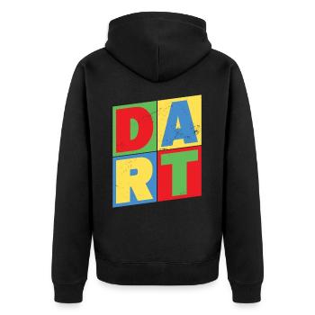 Darts Dart Vintage Retro Dart Player Dart King - Unisex Premium Organic Zip Hoodie - black - Back - Nico (187cm)