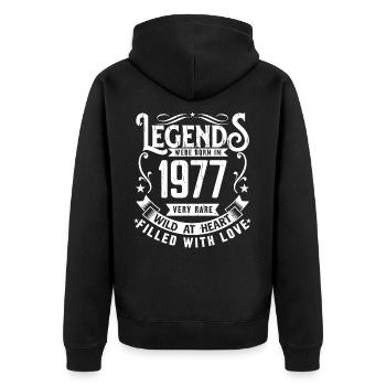 Legendary since 1977 Born in 1977 Gift 1977 - Unisex Premium Organic Zip Hoodie - black - Back - Nico (187cm)