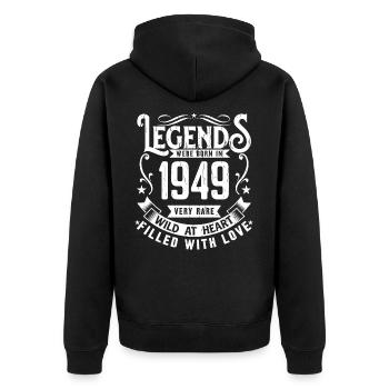 Legendary since 1949 born in 1949 Gift 1949 - Unisex Premium Organic Zip Hoodie - black - Back - Nico (187cm)