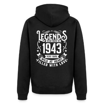 Legendary since 1943 Born in 1943 Gift 1943 - Unisex Premium Organic Zip Hoodie - black - Back - Nico (187cm)