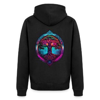 Yggdrasil - Unisex Premium Bio Zip Hoodie - Schwarz - Hinten - Nico (187cm)