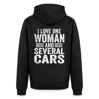 I Love One Woman And Several Cars Funny Mechanic - Veste à capuche bio Premium Unisexe - noir - Dos - Nico (187cm)