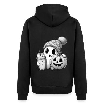 Fantôme Halloween 31 octobre Citrouille - Veste à capuche bio Premium Unisexe - noir - Dos - Nico (187cm)