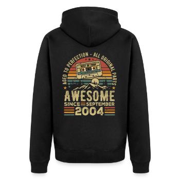 Birthday September 2004 Vintage September 2004 - Unisex Premium Organic Zip Hoodie - black - Back - Nico (187cm)