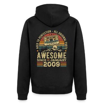 Birthday January 2009 | January 2009 Gift - Unisex Premium Organic Zip Hoodie - black - Back - Nico (187cm)