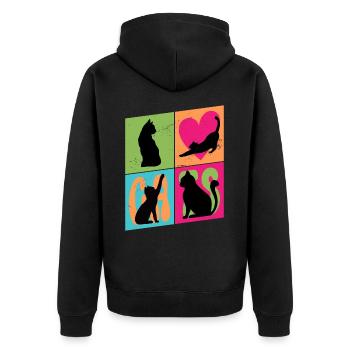 Chat Chaton Chat Silhouette Coeur Art Coloré - Veste à capuche bio Premium Unisexe - noir - Dos - Nico (187cm)