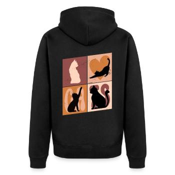 Chat Chaton Chat Silhouette Coeur Art Coloré - Veste à capuche bio Premium Unisexe - noir - Dos - Nico (187cm)