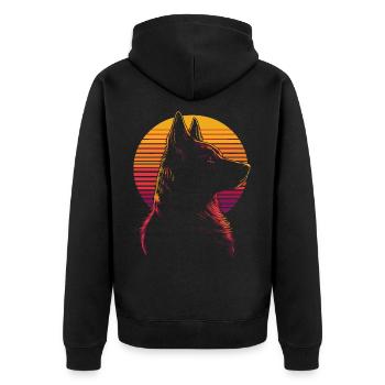 German Shepherd Silhouette Vintage - Unisex Premium Organic Zip Hoodie - black - Back - Nico (187cm)