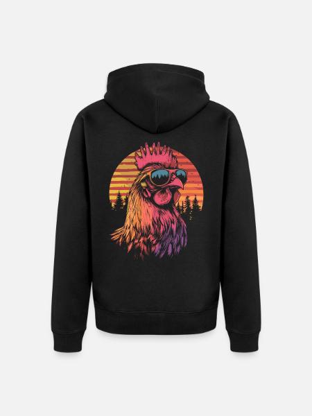 Rooster with sunglasses - Unisex Premium Organic Zip Hoodie - black