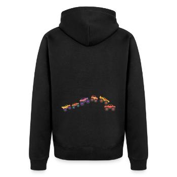 Coole Monster Trucks Stunts Jungen Mädchen - Unisex Premium Bio Zip Hoodie - Schwarz - Hinten - Nico (187cm)